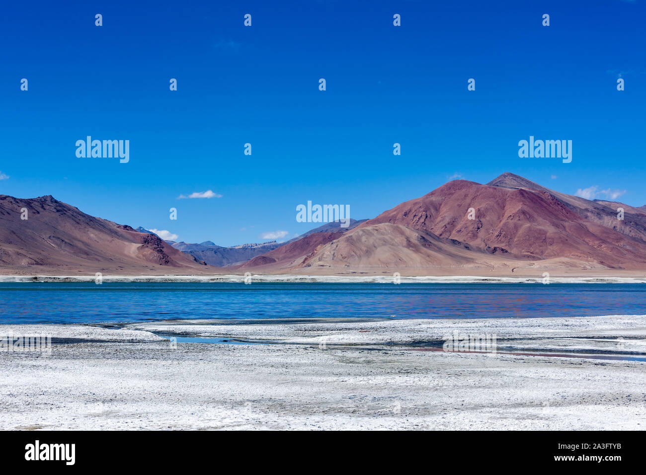 Salt lake Tso Kar in Himalayas, Ladakh Stock Photo