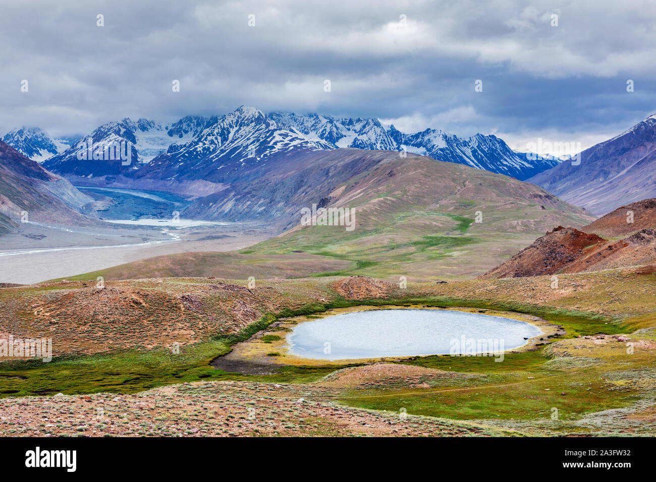Small lake in Himalayas Stock Photo