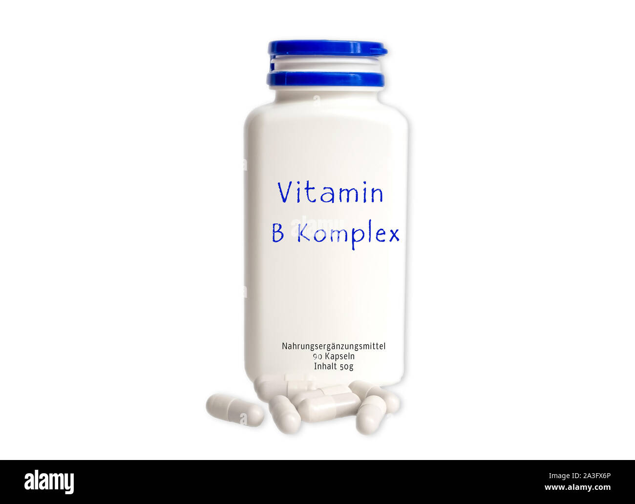 Vitamin B complex vitamin can isolated Stock Photo