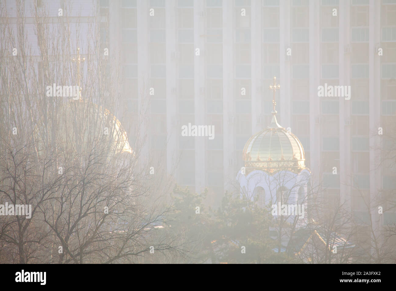 orthodox church dome in the foggy day Stock Photo Alamy