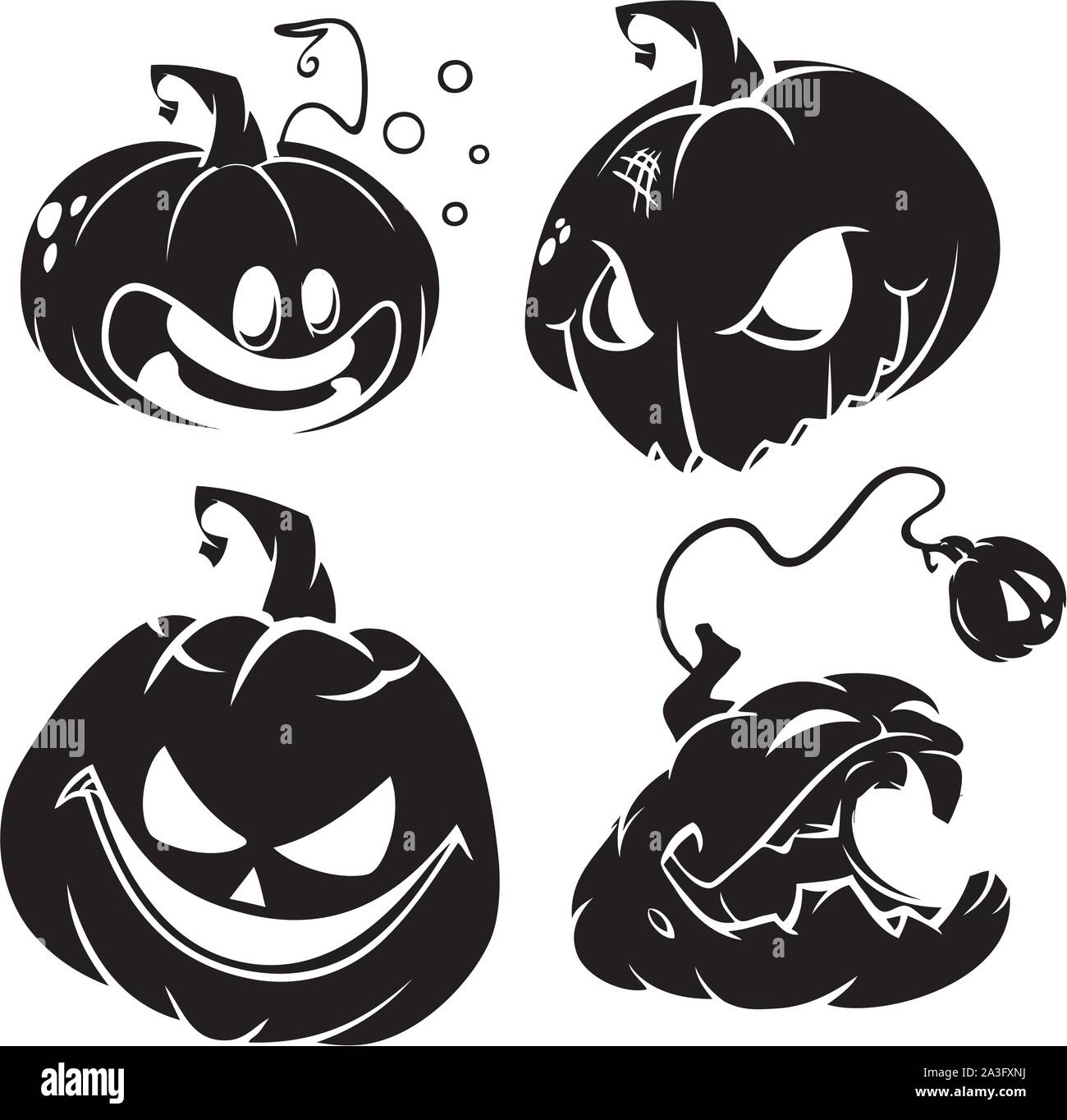 Vector Set Of Funny Halloween Pumpkins Head Silhouettes Black vector-set-of-funny-halloween-pumpkins-head-silhouettes-black