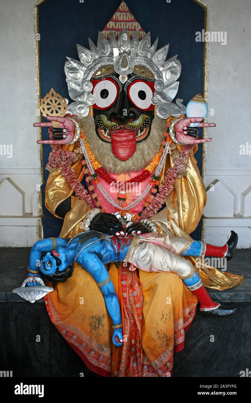 Jagannath deity figure at Jagannath temple, Koraput, Orissa, India Stock Photo
