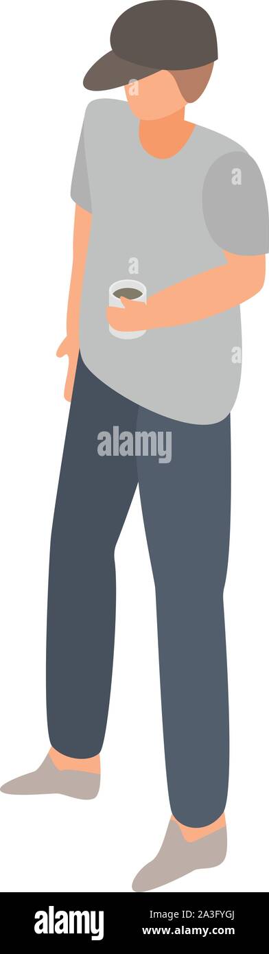 Young man coffee cup icon, isometric style Stock Vector
