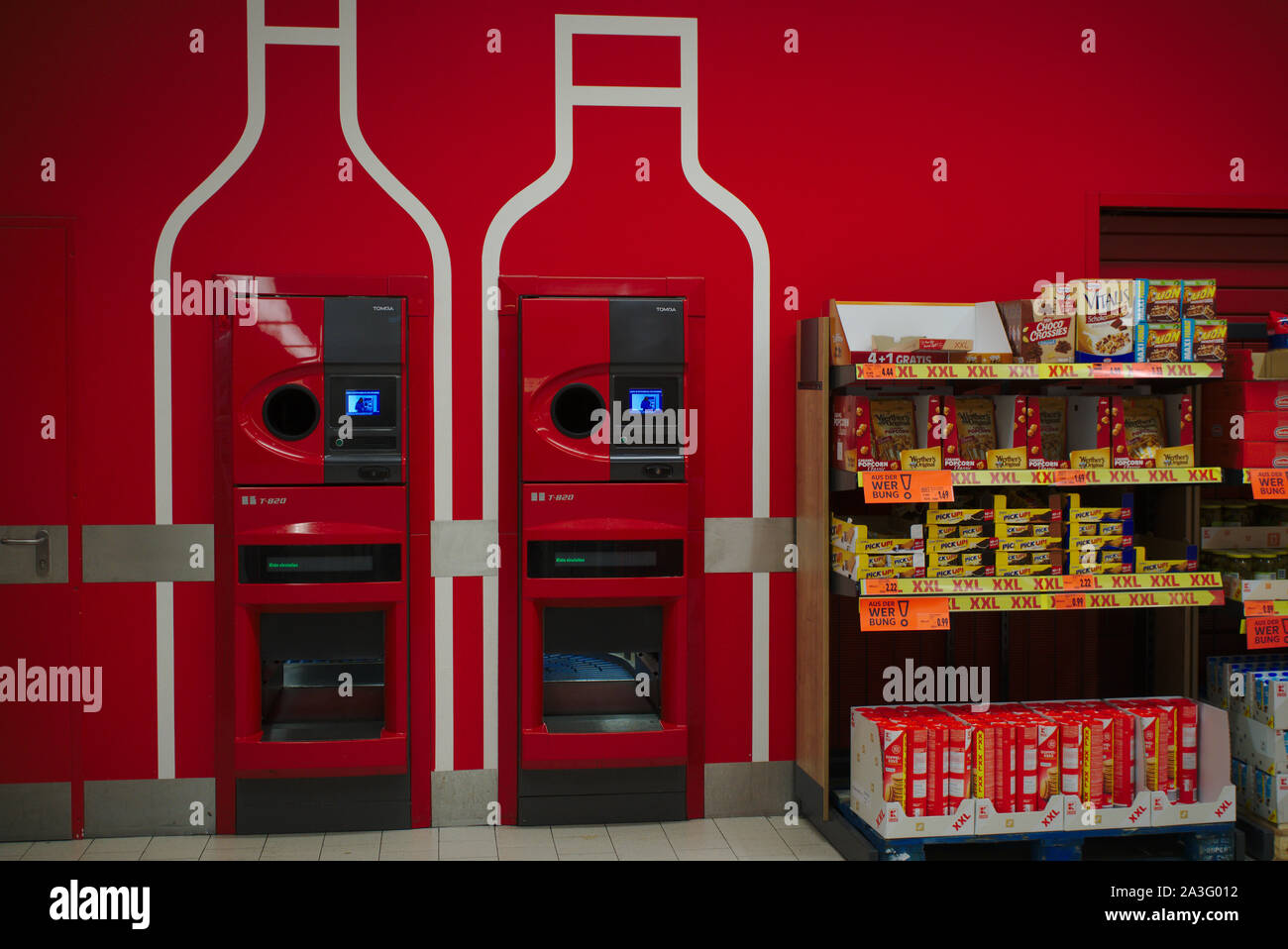 Bottle recycling in supermarket. Germany Stock Photo Alamy