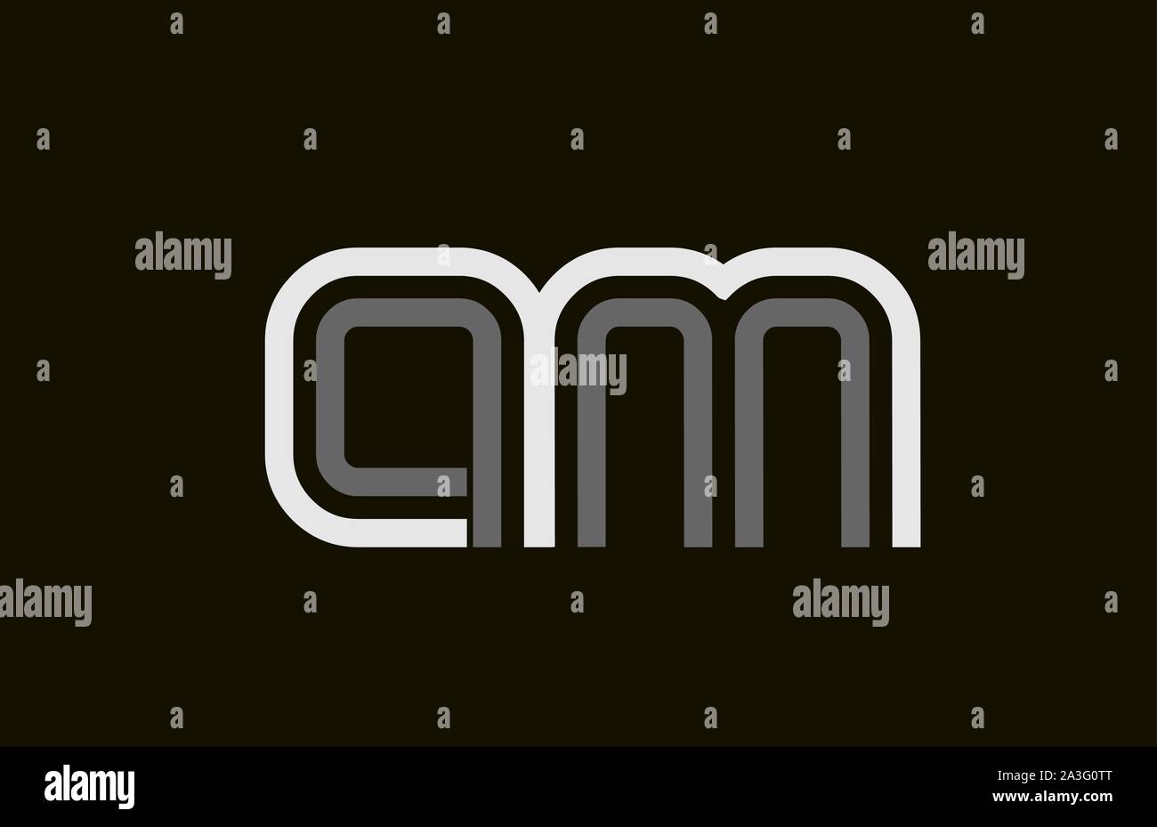 black and white line AM A M letter logo alphabet combination for icon ...