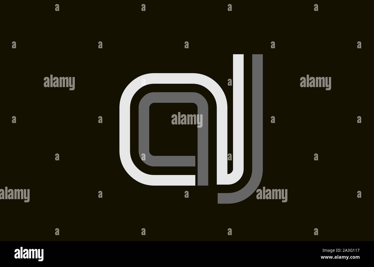 black and white line AJ A J letter logo alphabet combination for icon design. For a logotype on a company or business. Stock Vector
