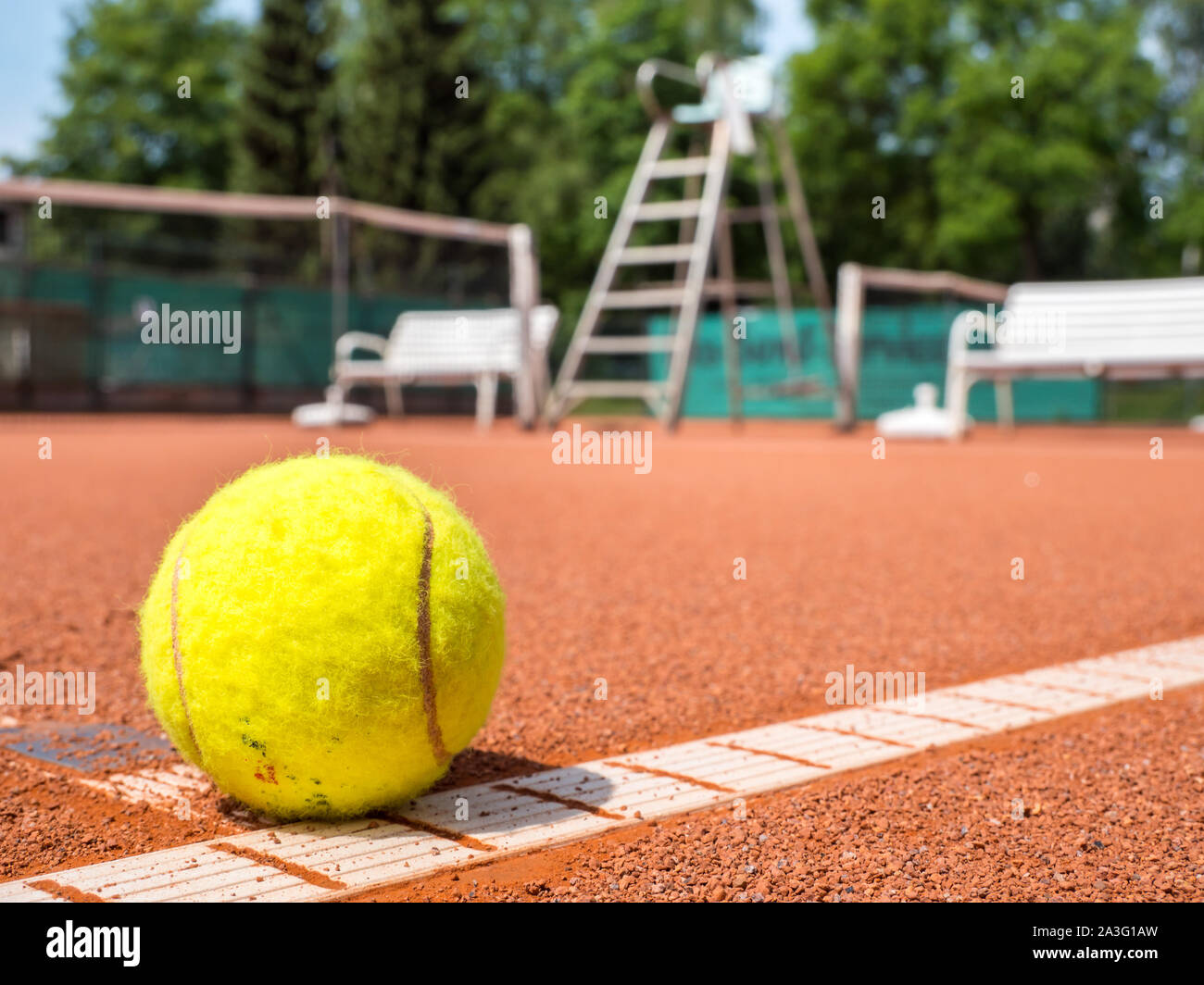 Tennis Court With Tennis Ball On The Line Stock Photo Alamy