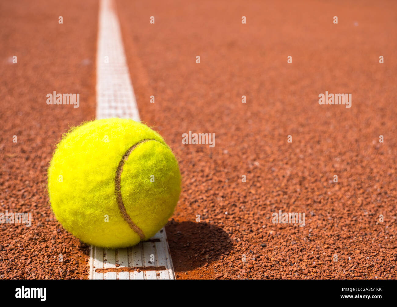 Tennis ball on one line Stock Photo