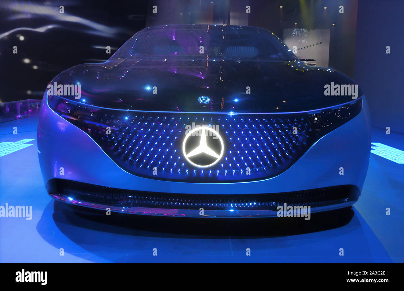 FRANKFURT, GERMANY - SEP 19, 2019: Mercedes Benz Vision EQS luxury electric concept car reveiled at the Frankfurt IAA Motor Show 2019. Stock Photo