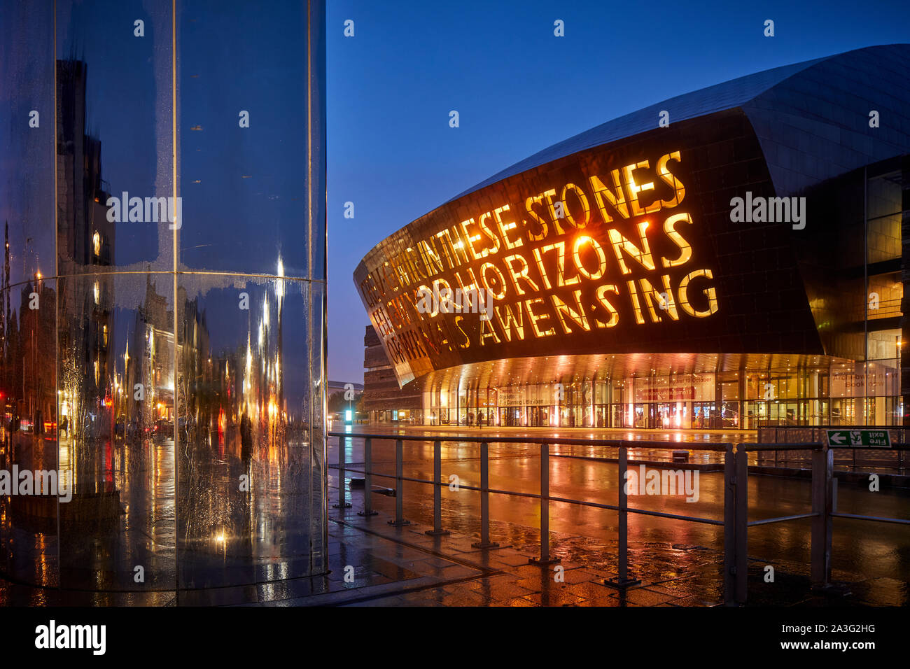 Wales Millennium Centre arts centre theatre located Cardiff Bay designed by Percy Thomas Partnership Stock Photo