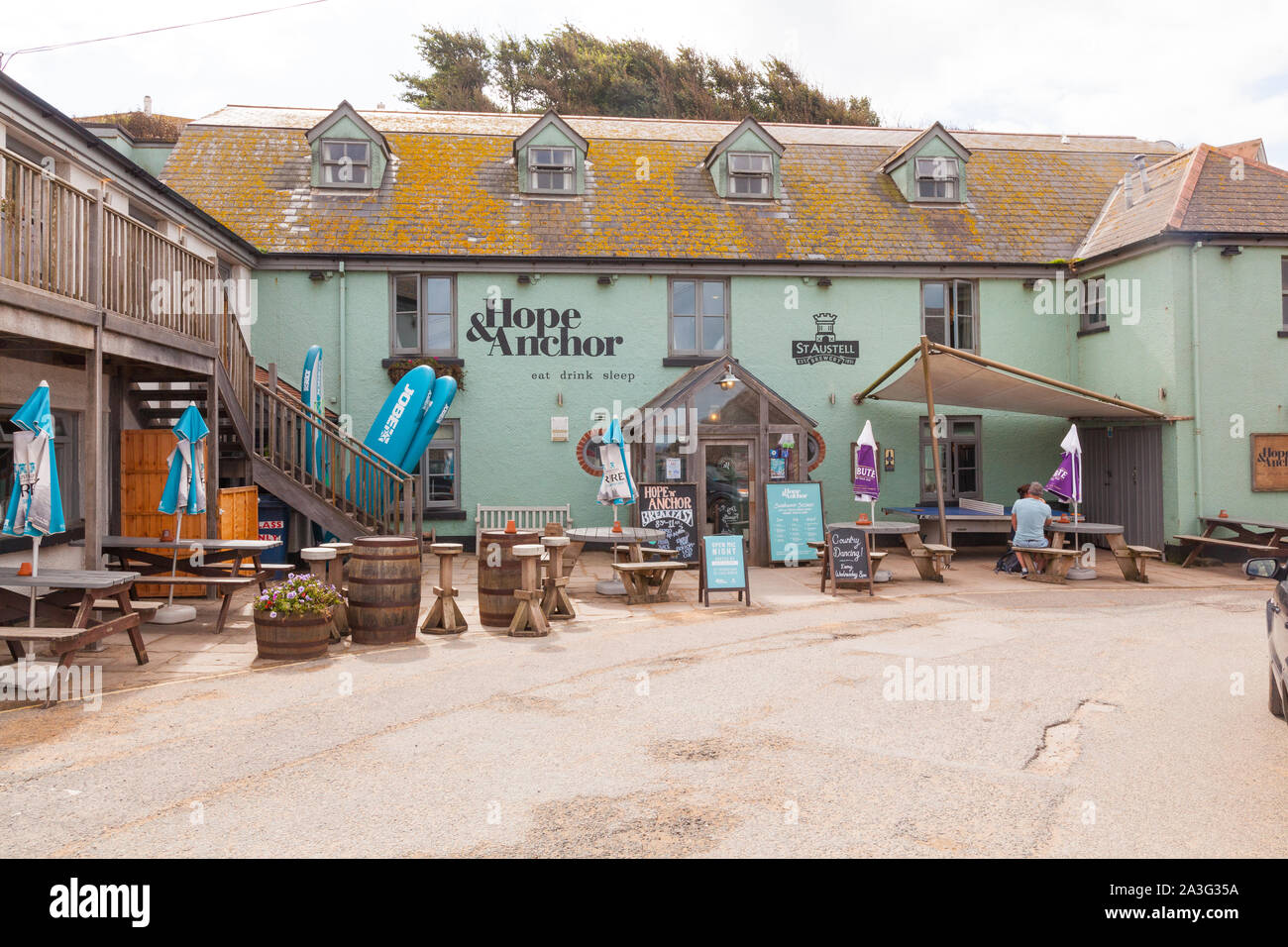 Hope and Anchor Inn or Pub, Hope Cove, South Devon, England, United Kingdom. Stock Photo