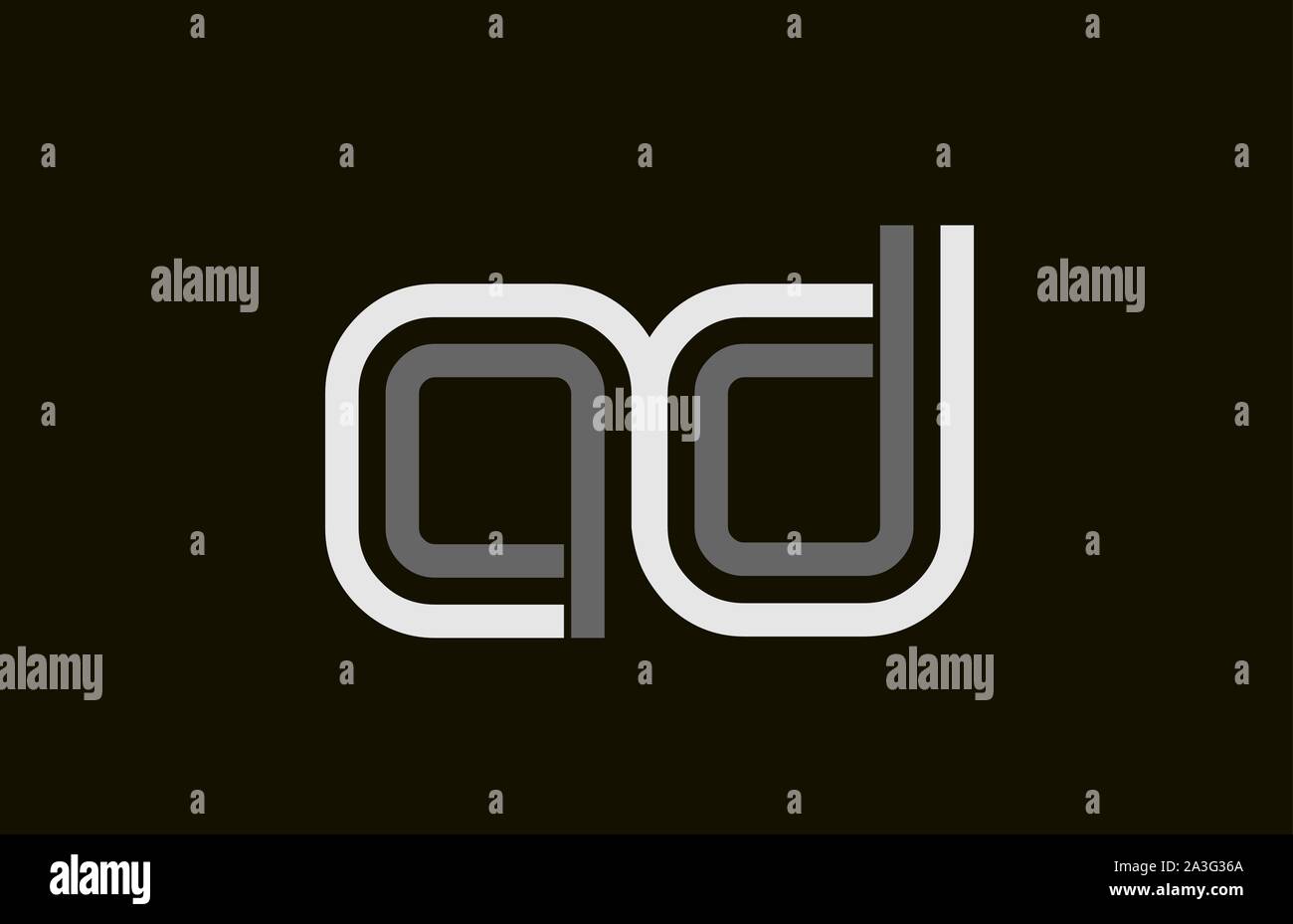 black and white line AD A D letter logo alphabet combination for icon ...