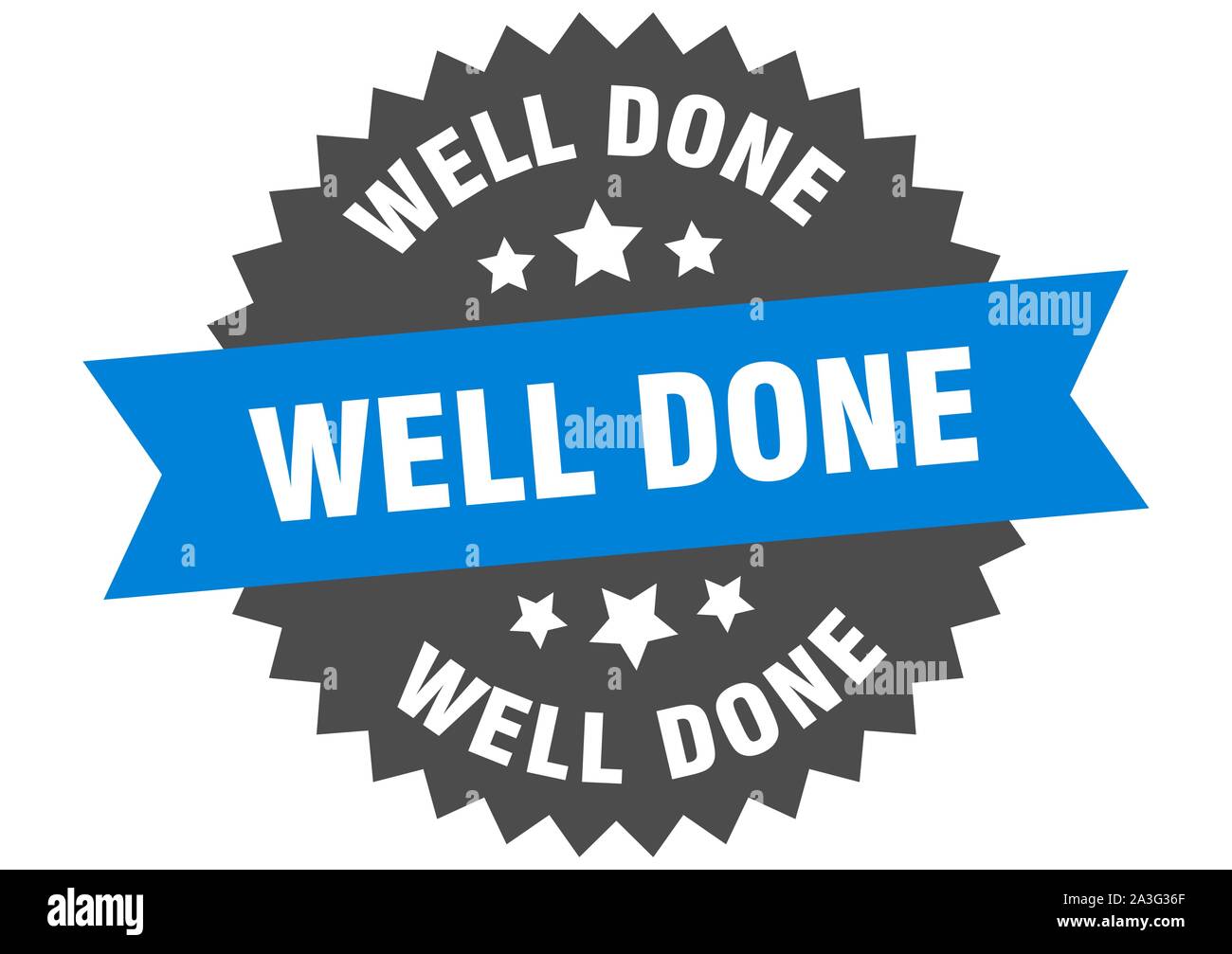 well done sign. well done blue-black circular band label Stock Vector