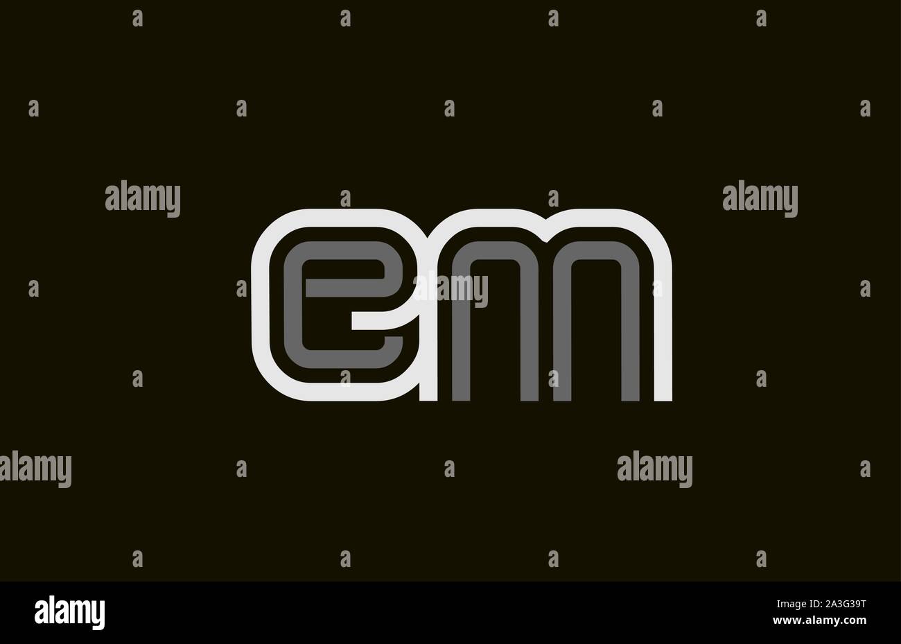black and white line EM E M letter logo alphabet combination for icon ...