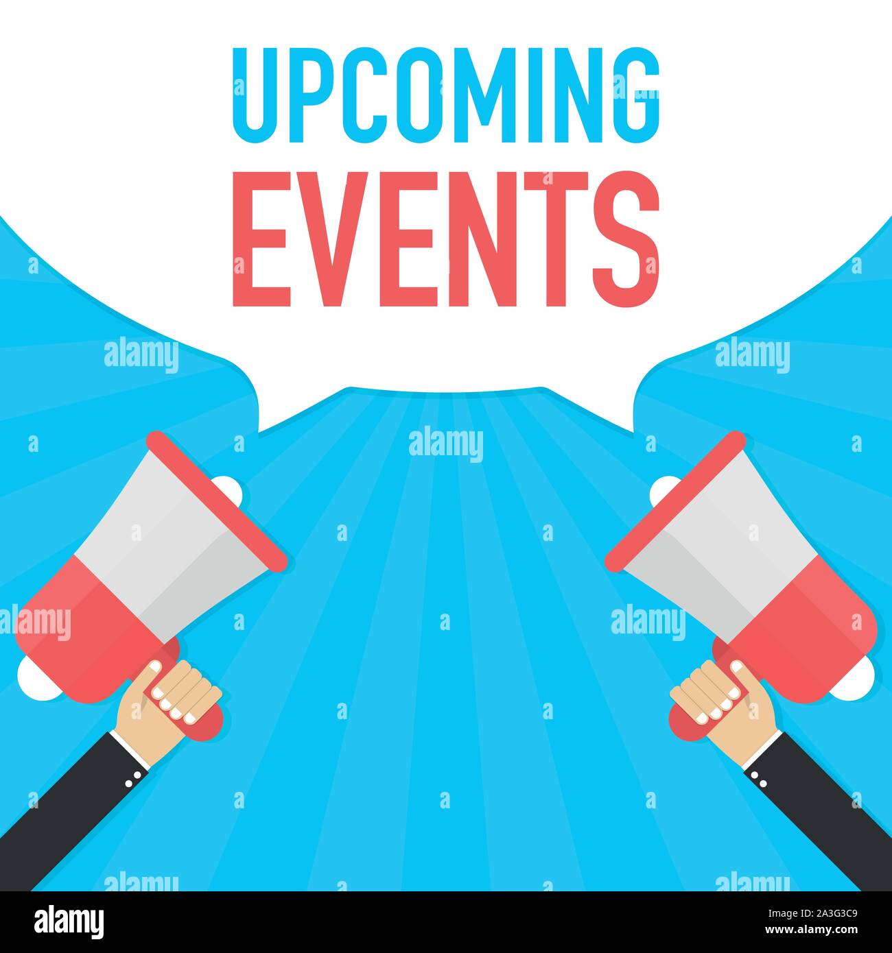 Hand Holding Megaphone with Upcoming events. Vector illustration Stock ...