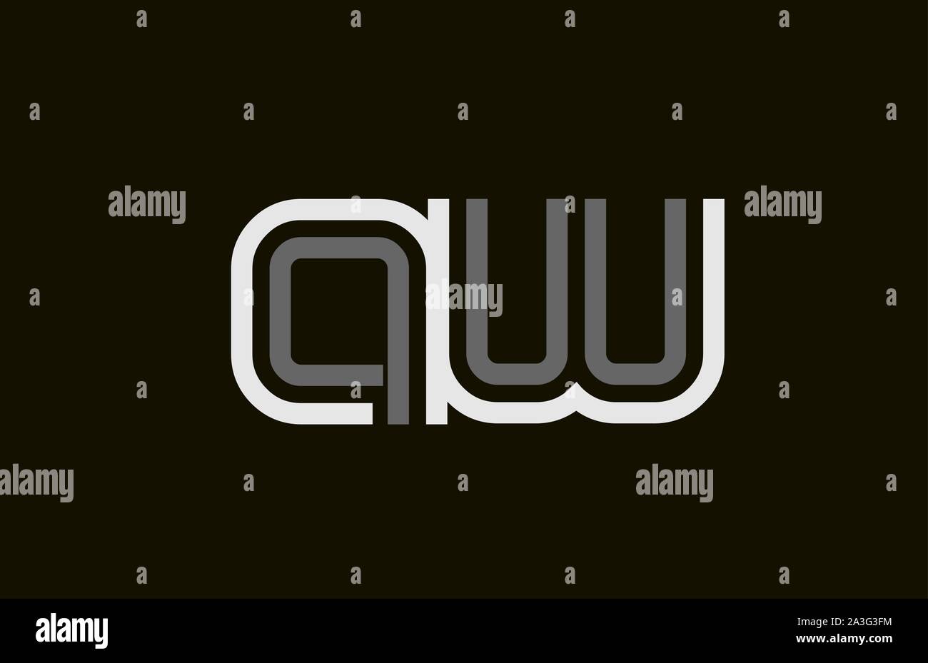black and white line AW A W letter logo alphabet combination for icon ...