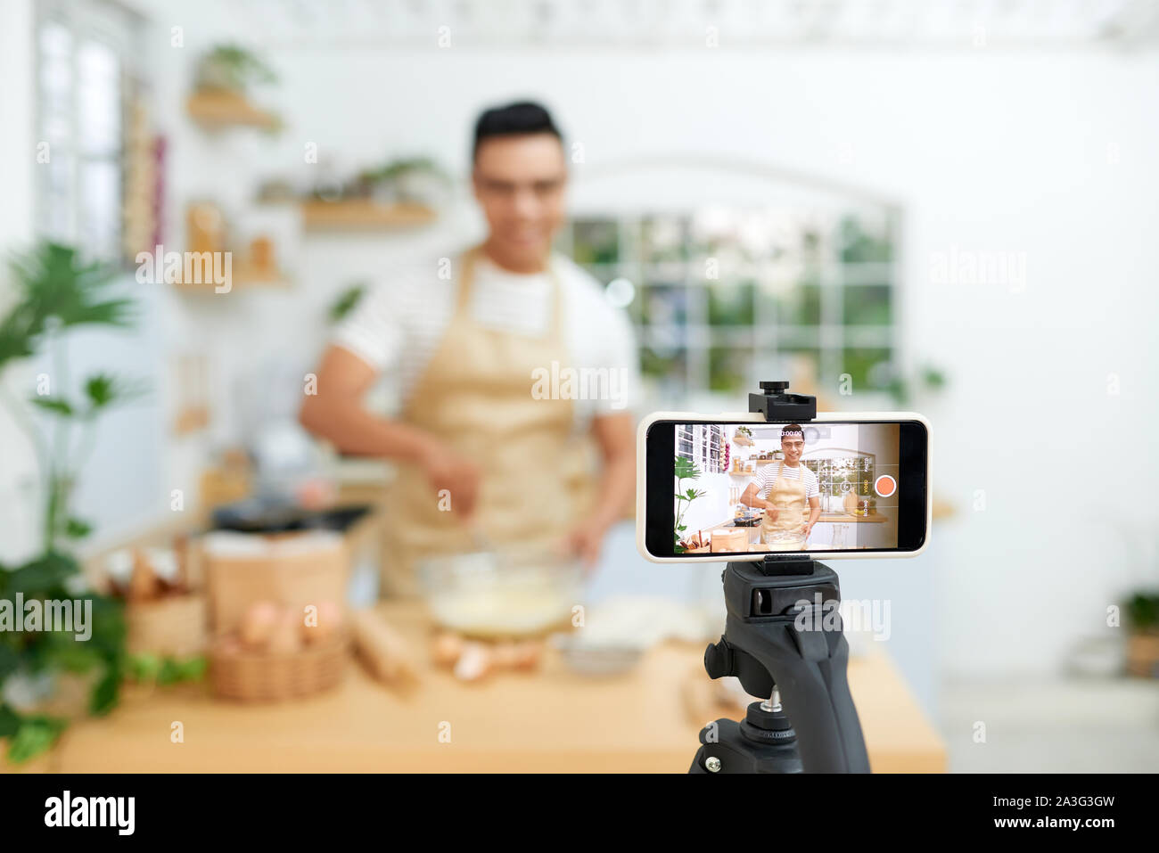 Baker online courses, food preparing and culinary training class concept Stock Photo