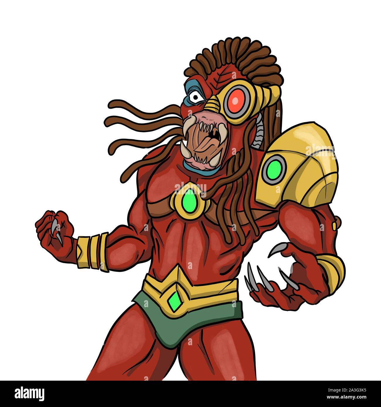 alien creature mascot character illustration Stock Photo