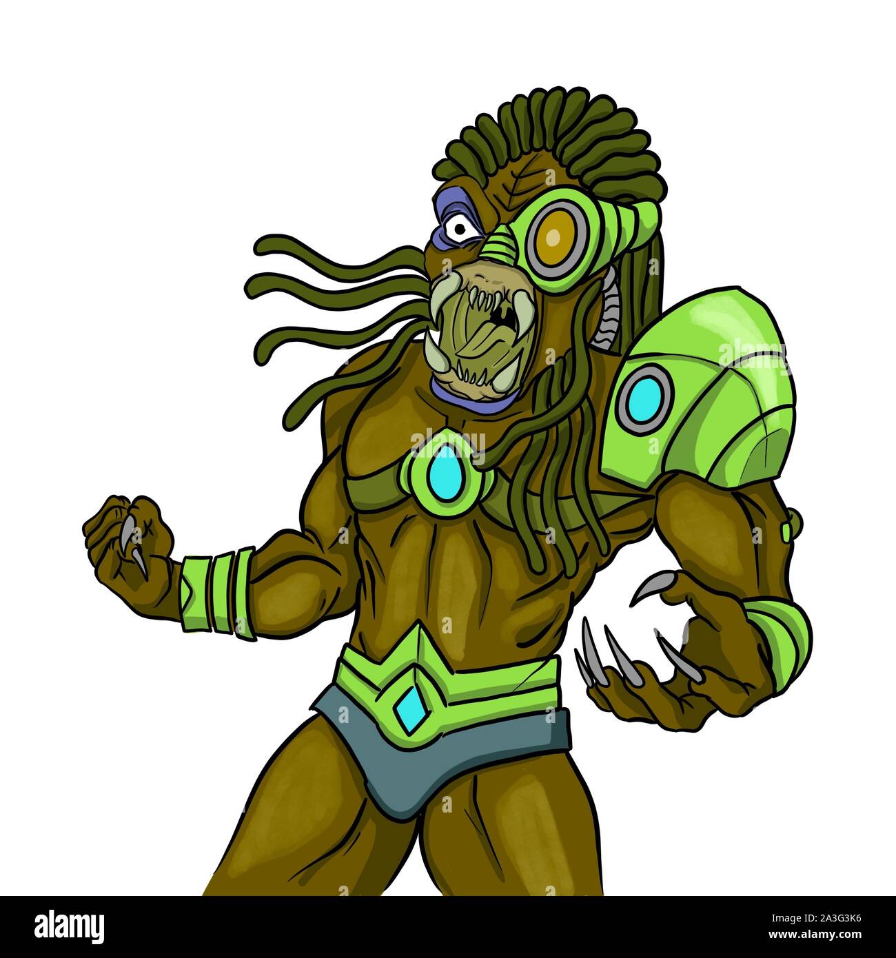 alien creature mascot character illustration Stock Photo