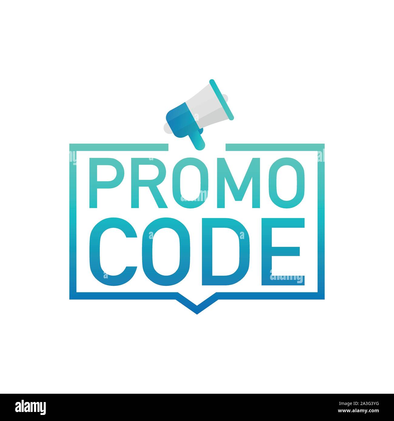 Promo code. Badge, mark on megaphone. Flat vector stock illustrations