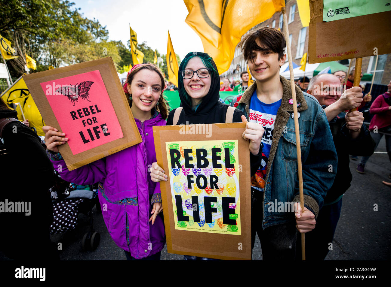 Extinction Rebellion protesters before walking to Goverment Buildings in Dublin. Stock Photo