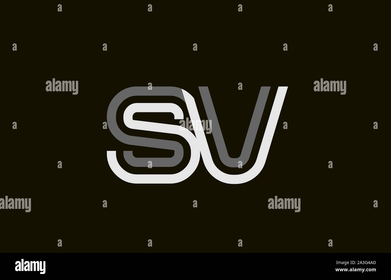 black and white line SV S V letter logo alphabet combination for icon ...