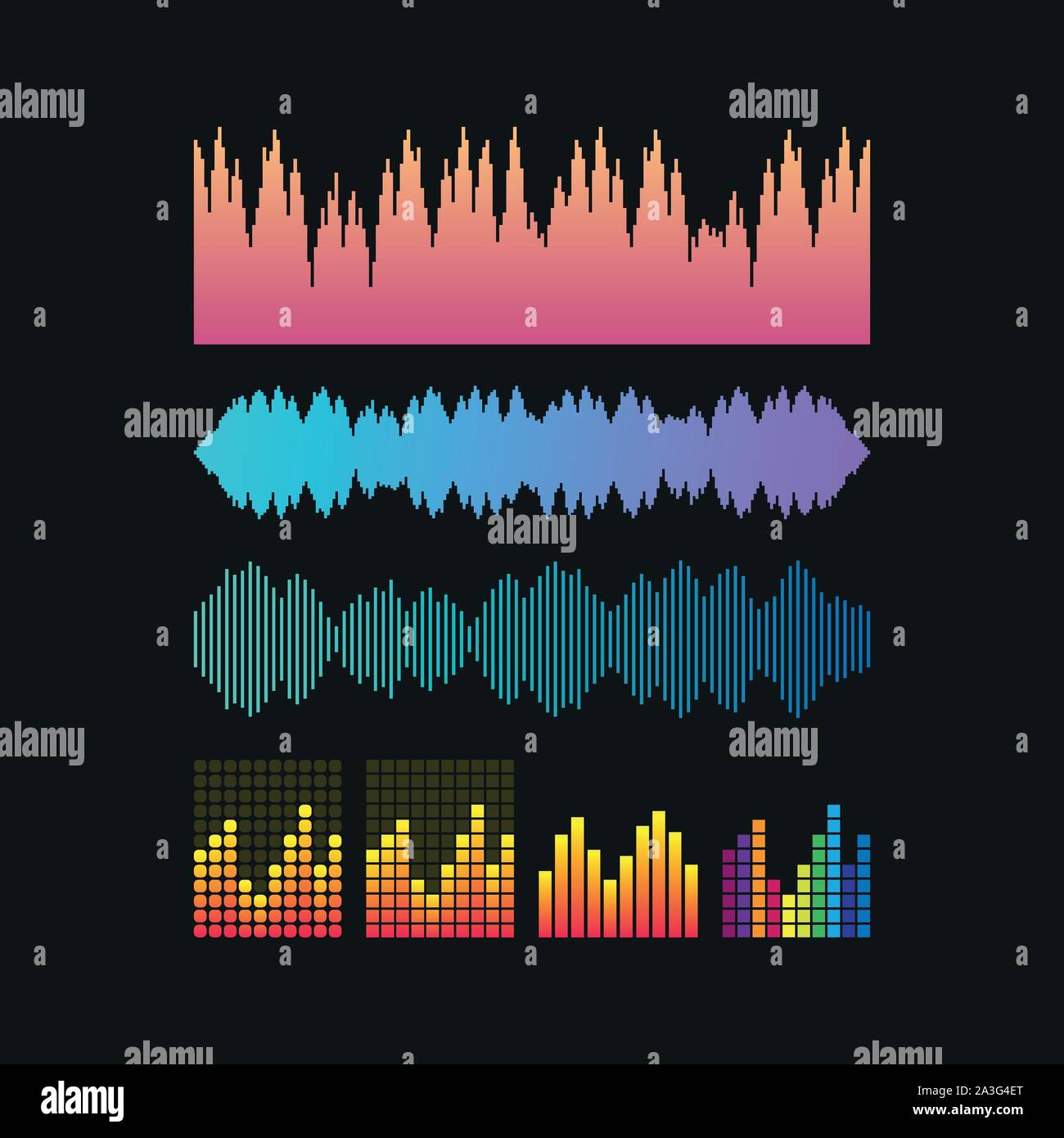 Vector sound waves set. Music colorful elements for your design on ...