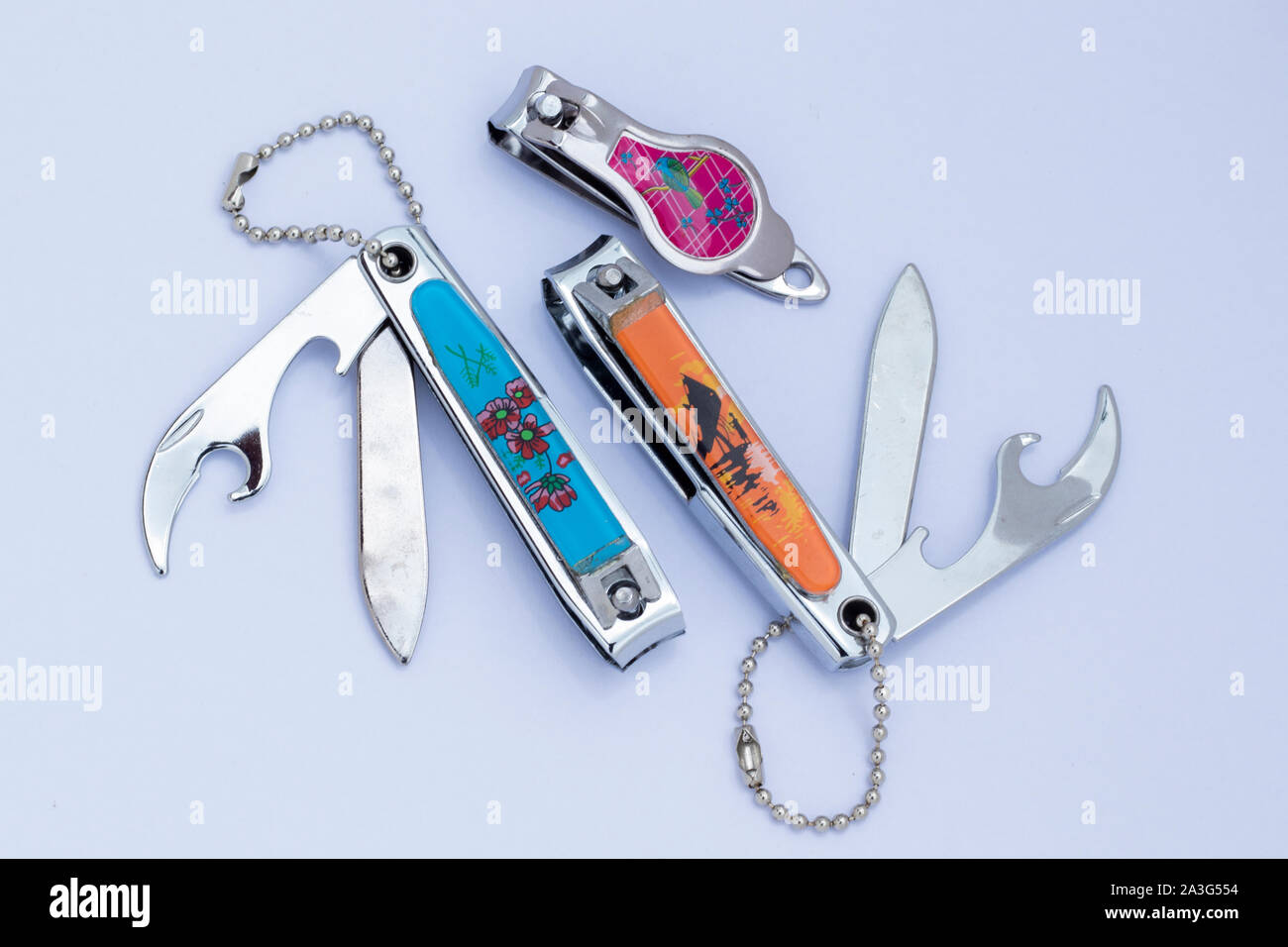 colorful, nail, cutters, on white. Stock Photo