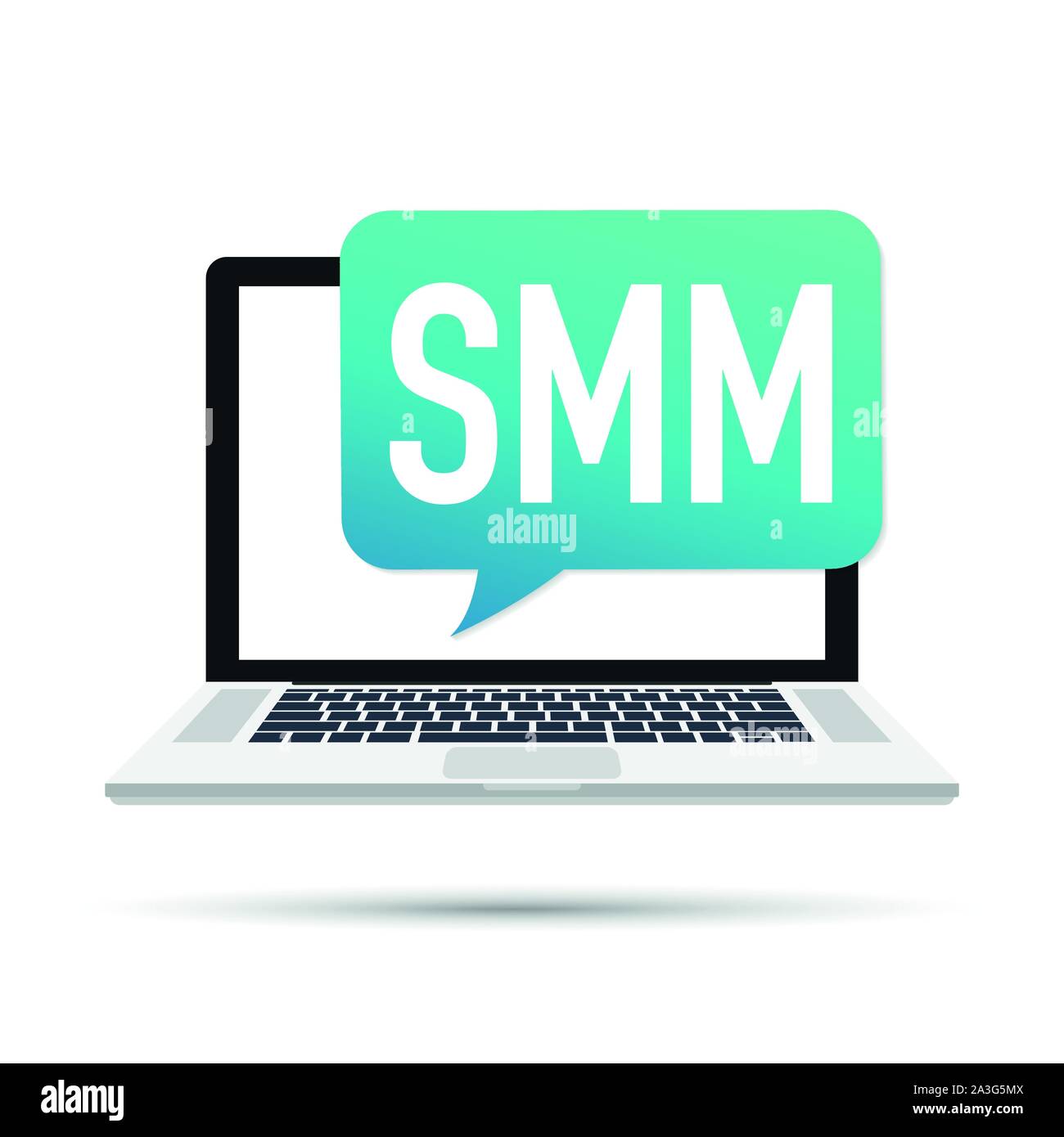 SMM, Social Media Marketing vector icon with laptop. Vector stock ...