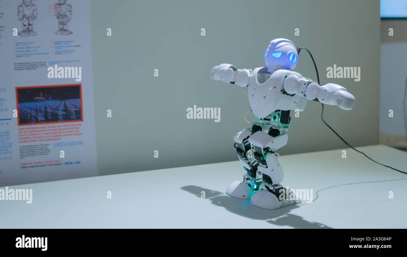 Humanoid robot dancing at robotic show Stock Photo - Alamy