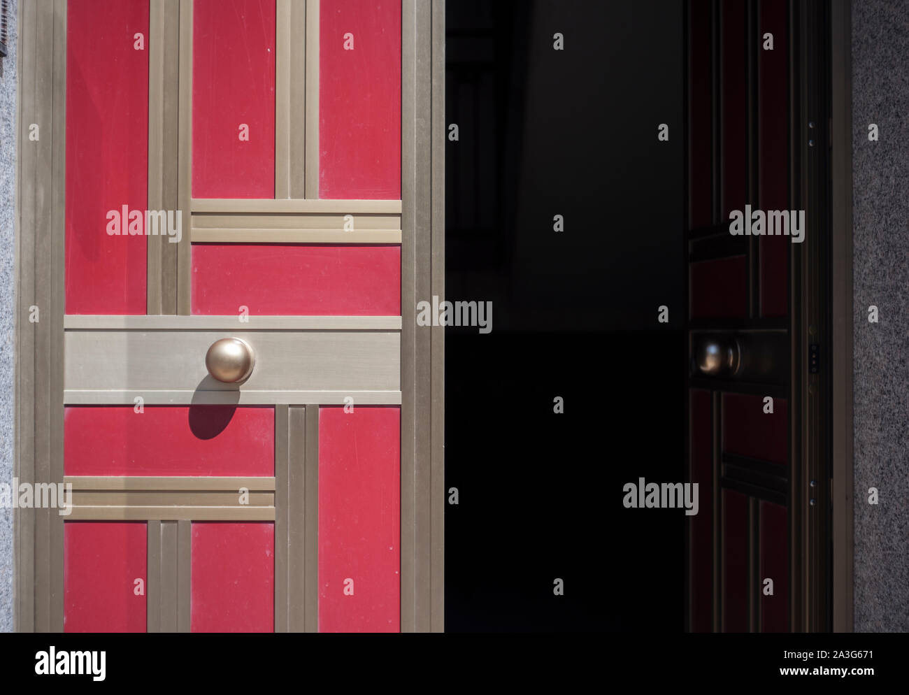 Aluminum opened door Stock Photo