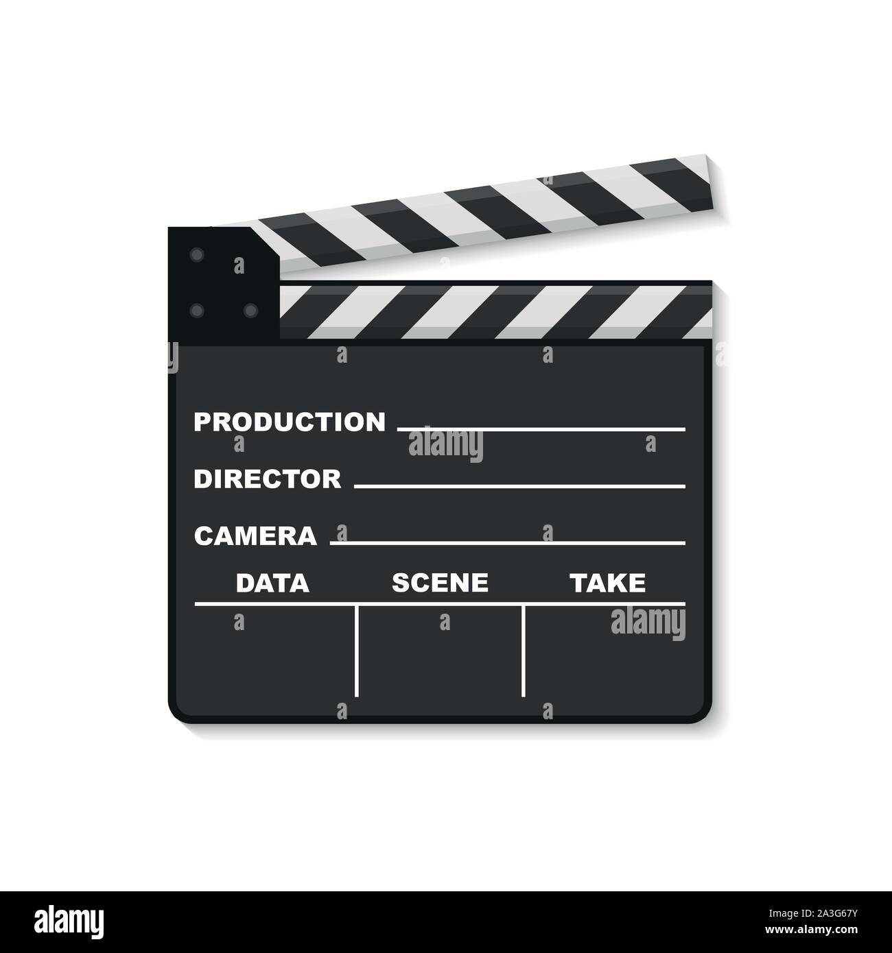 Black closed clapperboard. Realistic vector stock illustration Stock Vector
