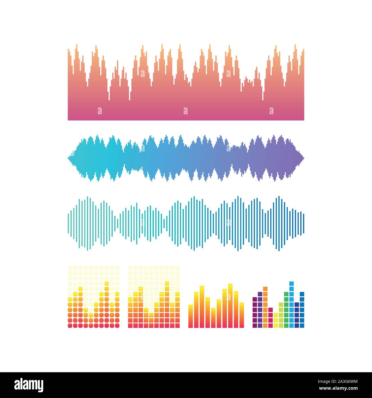 Vector sound waves set. Music colorful elements for your design on ...