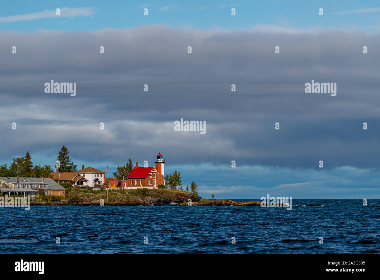 Eagle Harbor Lighthouse on the shore of Lake Superior in the Upper Peninsula of Michigan. Stock Photo