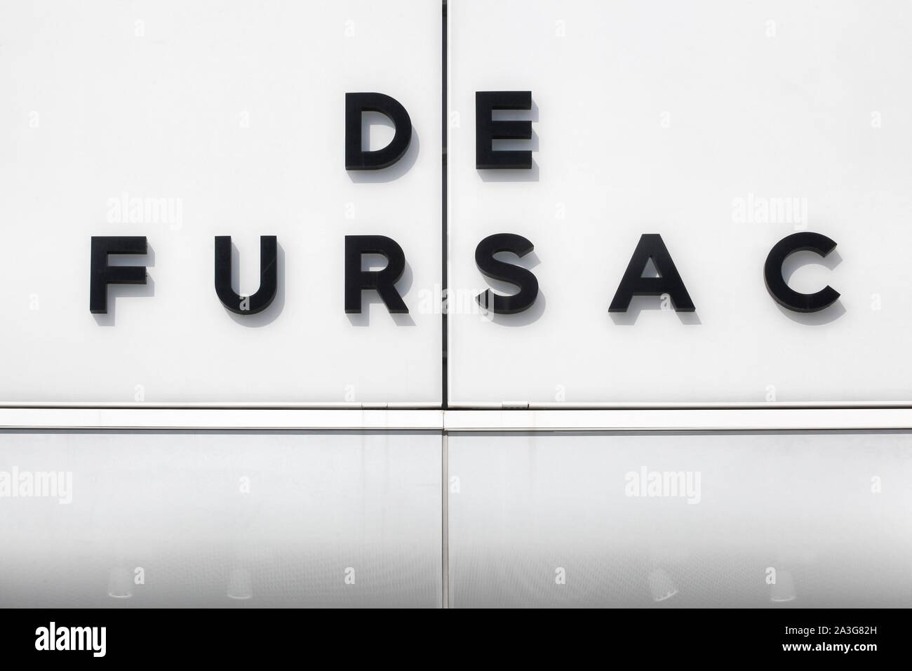 Villefontaine, France - September 13, 2019: De Fursac logo on a wall ...