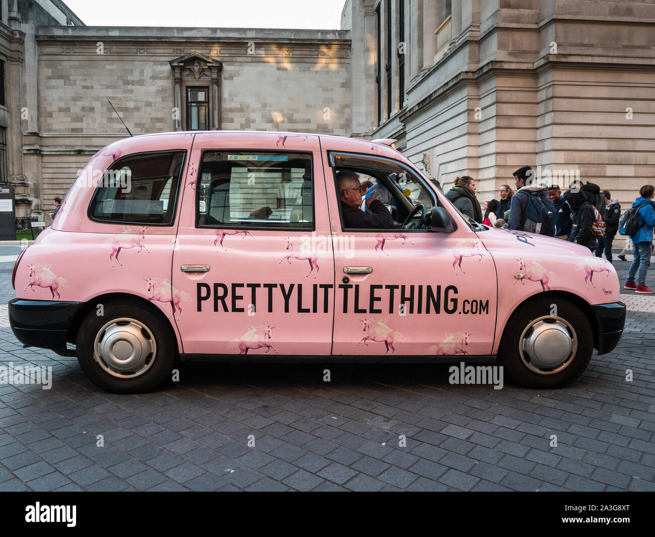 TX4 Pink Black Cab, London, UK Stock Photo