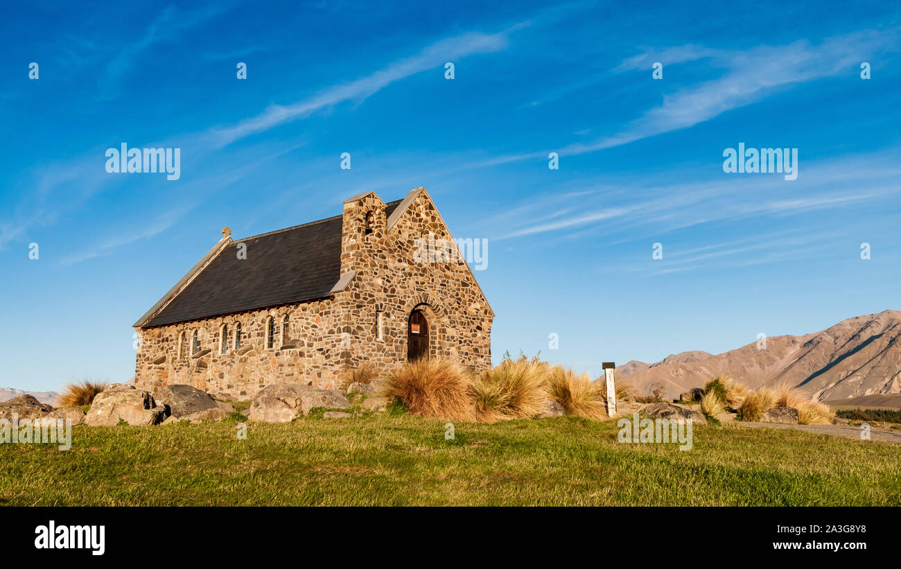 Simplicity Beauty - The Church of the Good Shepherd, New Zealand Stock Photo