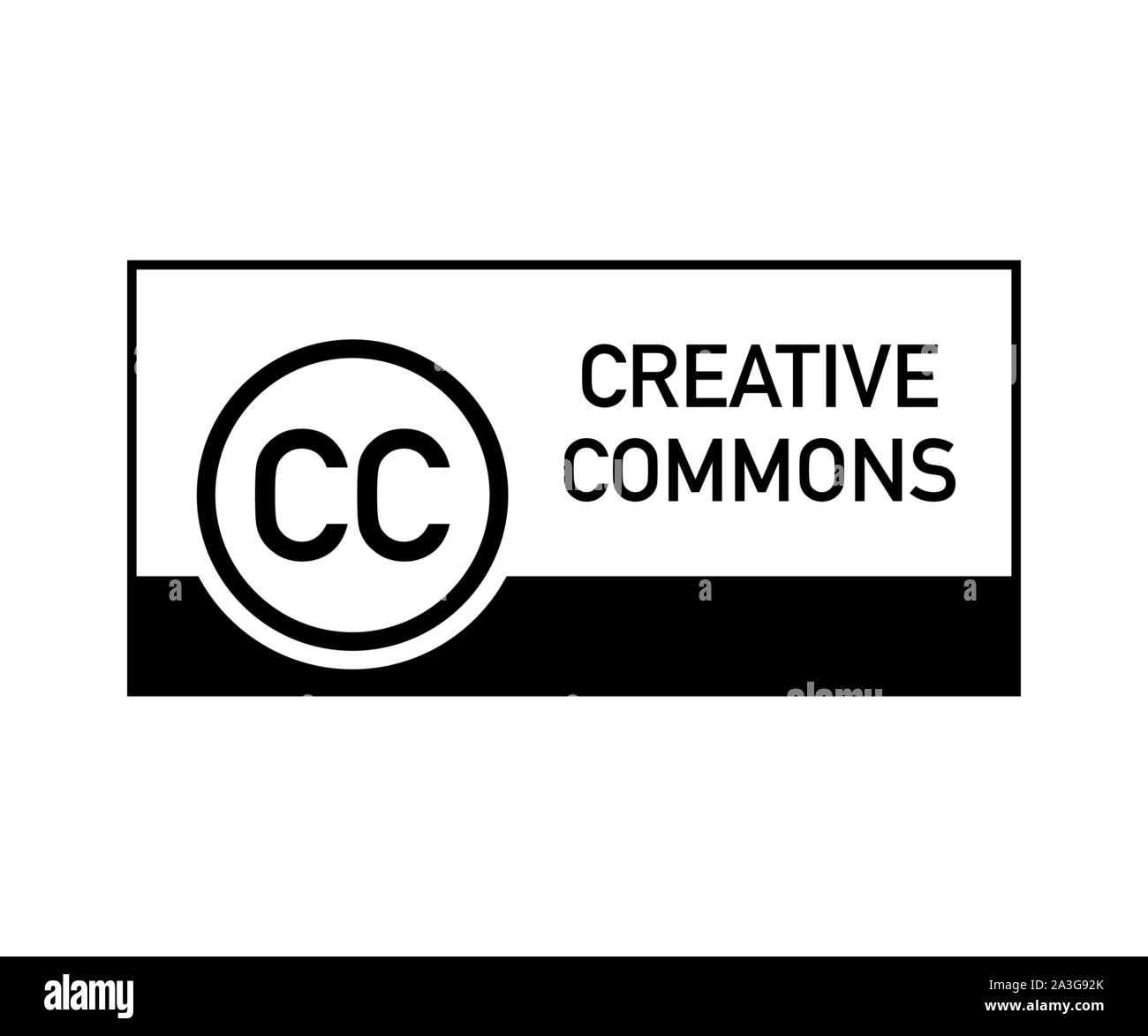 Creative commons rights management sign with circular CC icon. Vector stock illustration. Stock Vector