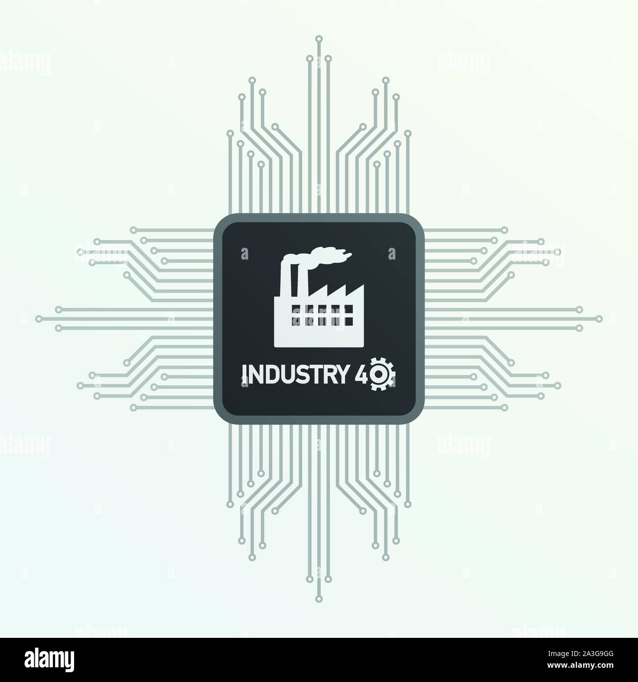 Processor with text Industry 4.0 on the gray background. Vector stock ...