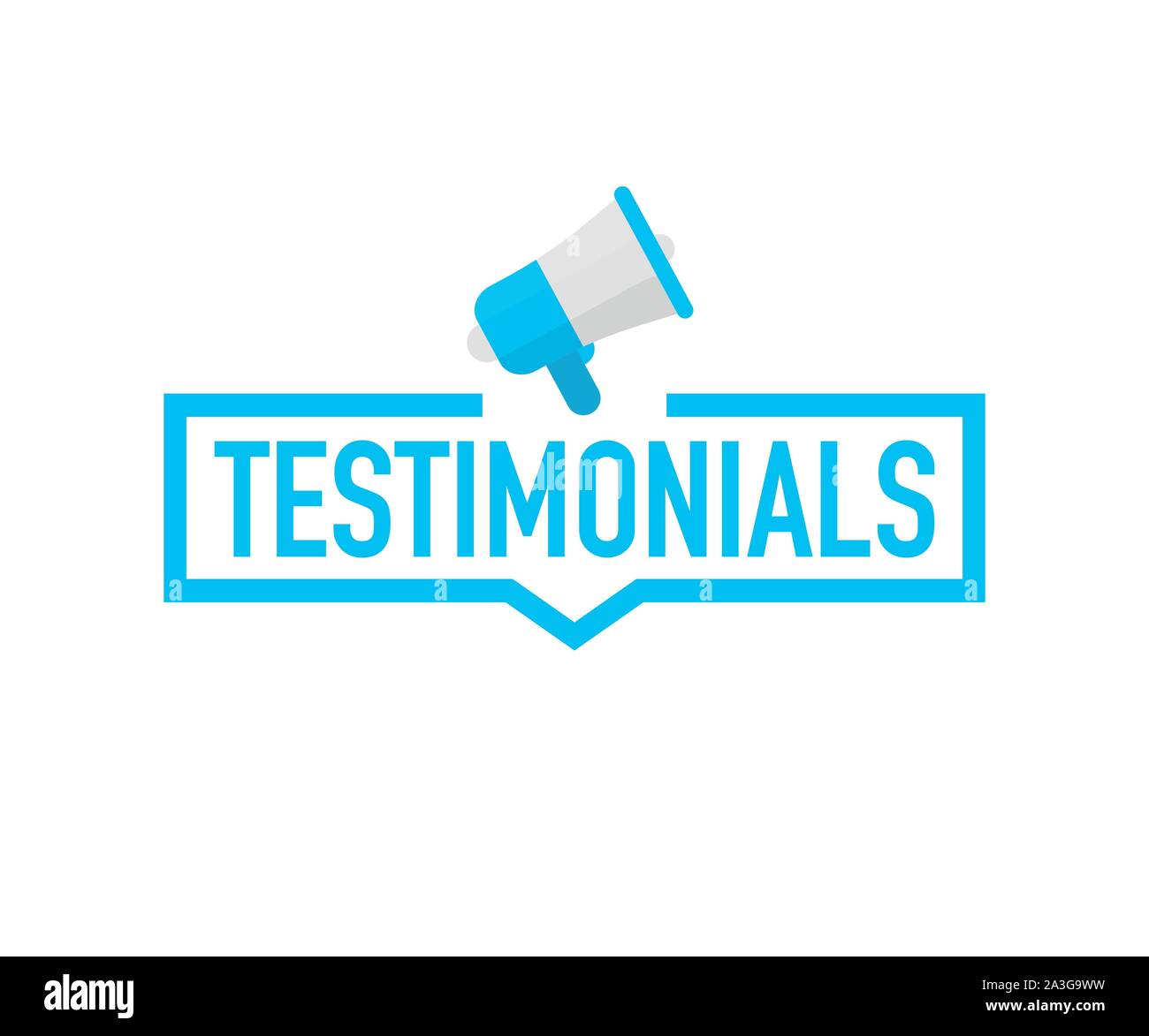 Hand holding megaphone - Testimonials. Vector stock illustration. Stock Vector