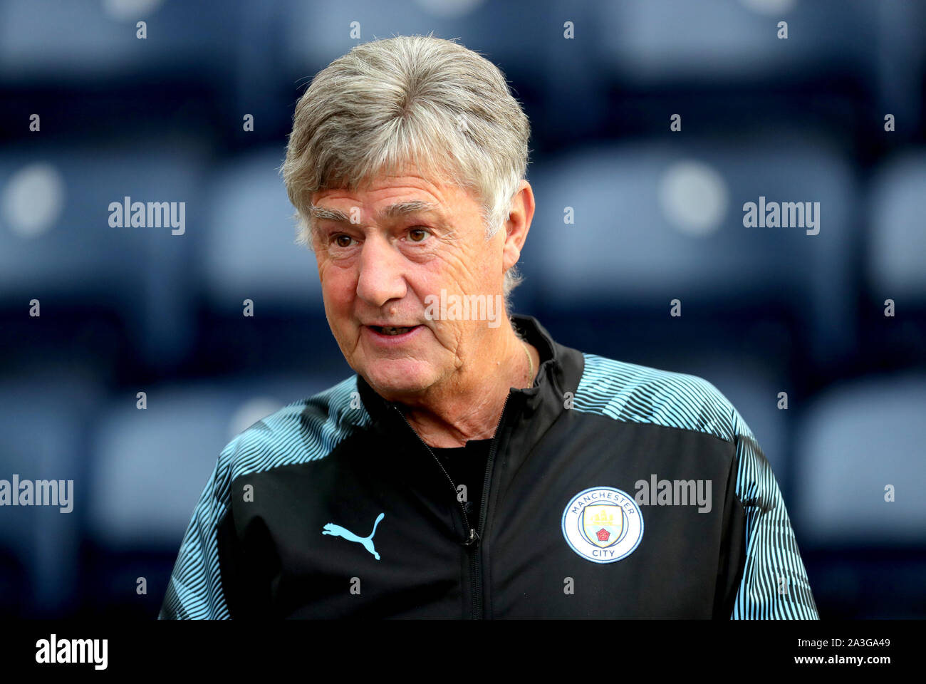 Manchester City Assistant Coach Brian Kidd prior to the beginning of the the Carabao Cup, Third Round match at Deepdale Stadium, Preston Stock Photo