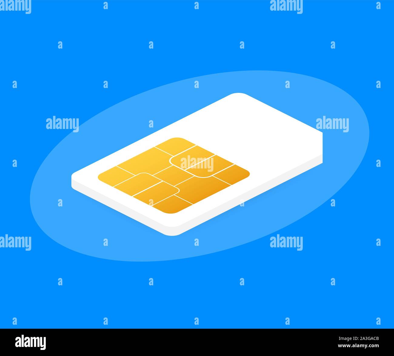 Isometric icon of regular sim card on blue background. Vector stock ...