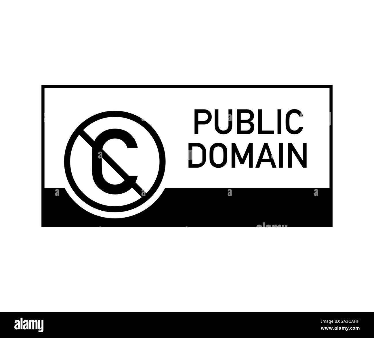 Public domain sign with crossed out C letter icon in a circle. Vector stock illustration. Stock Vector