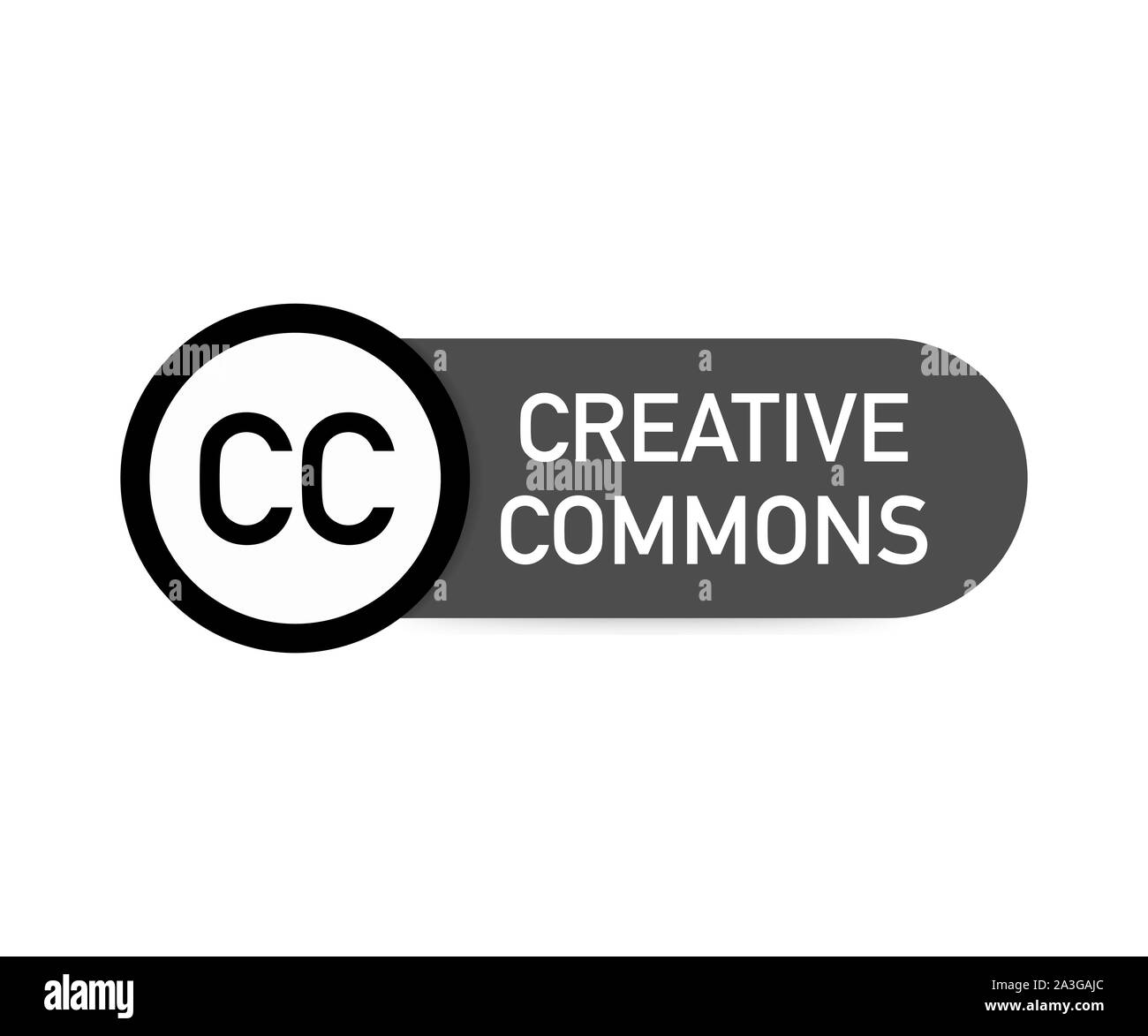 Creative commons rights management sign with circular CC icon. Vector stock illustration. Stock Vector