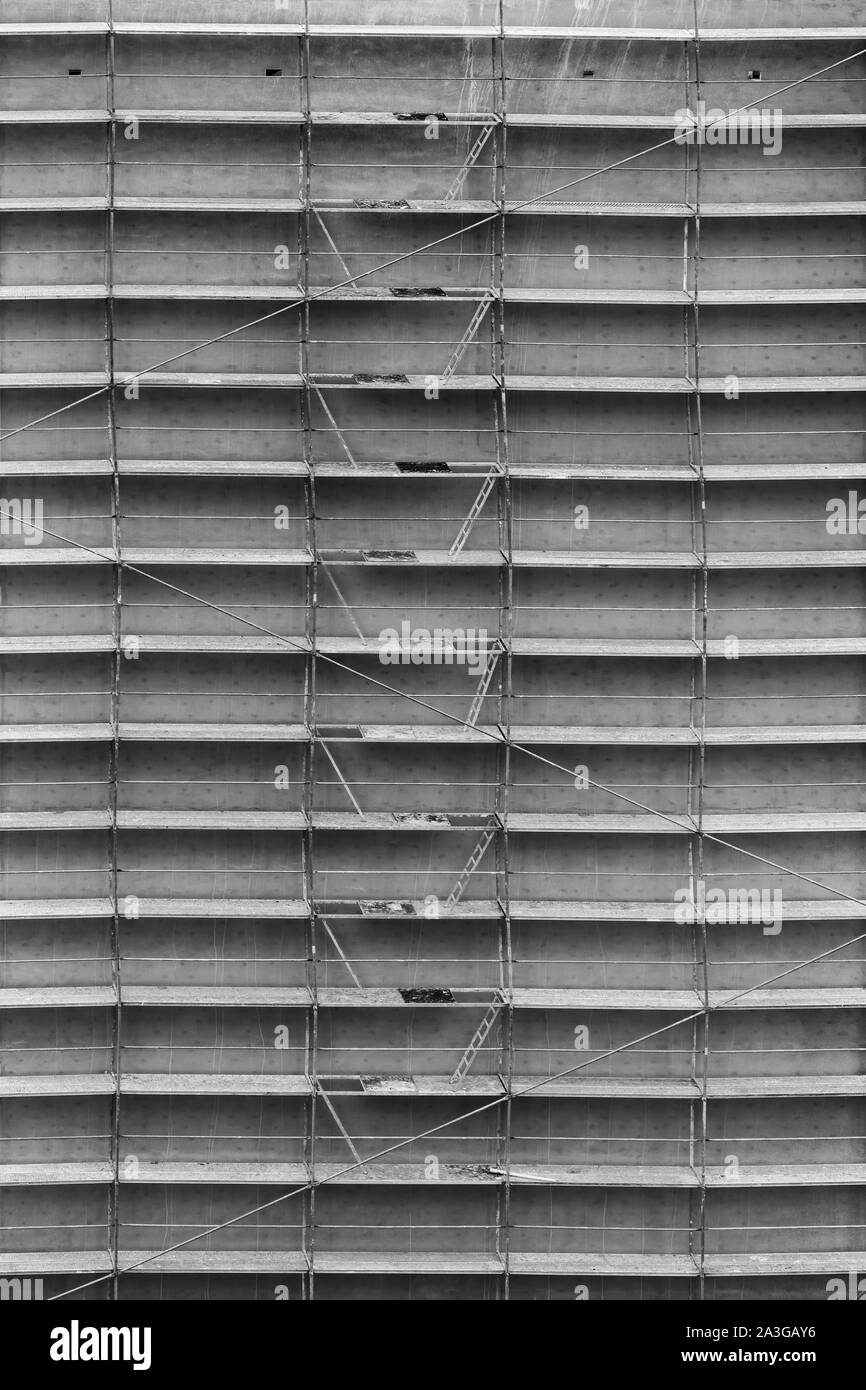 Empty scaffolding, grey abstract background. Stock Photo