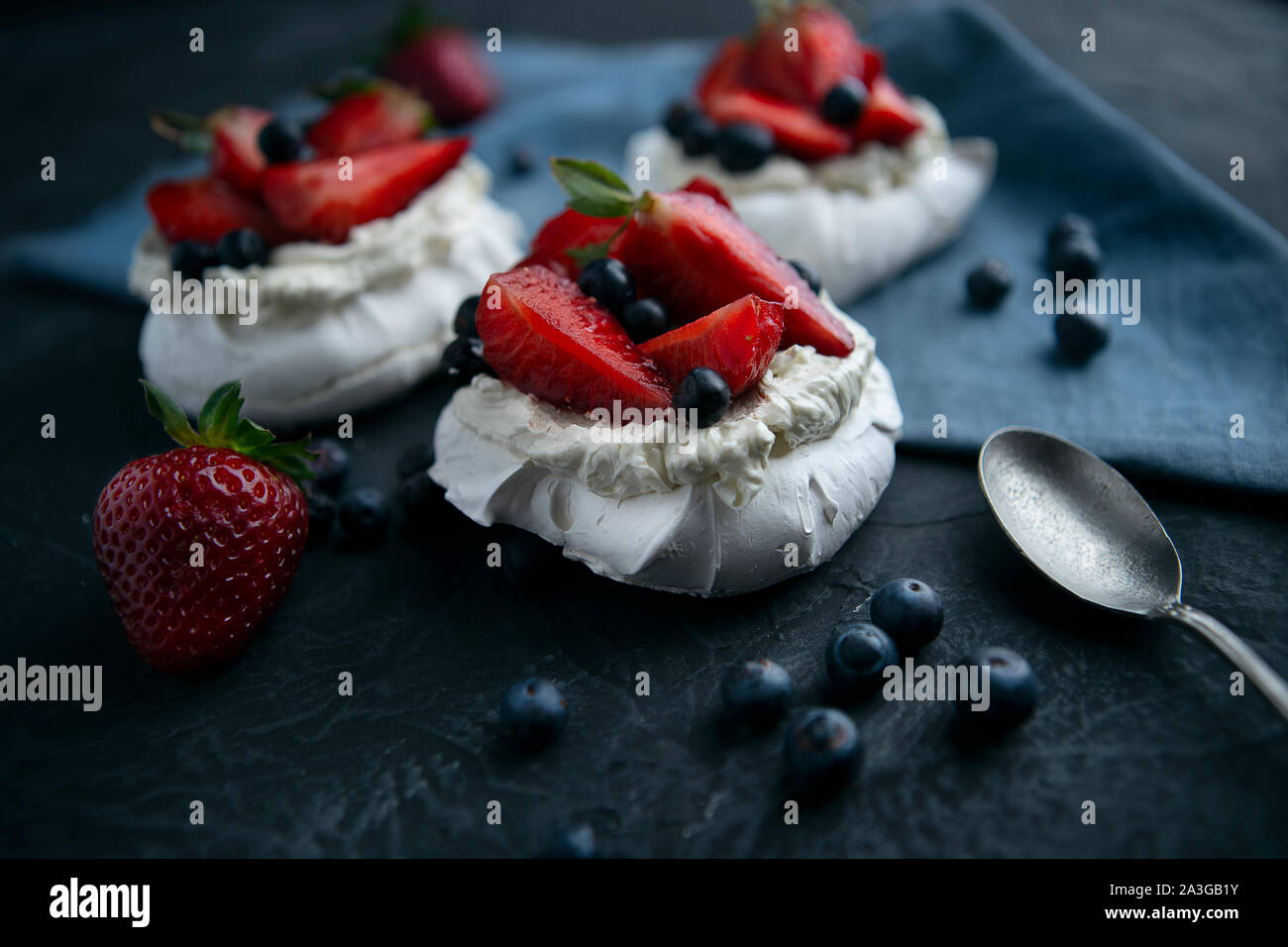 dessert sweet red white delicious Stock Photo