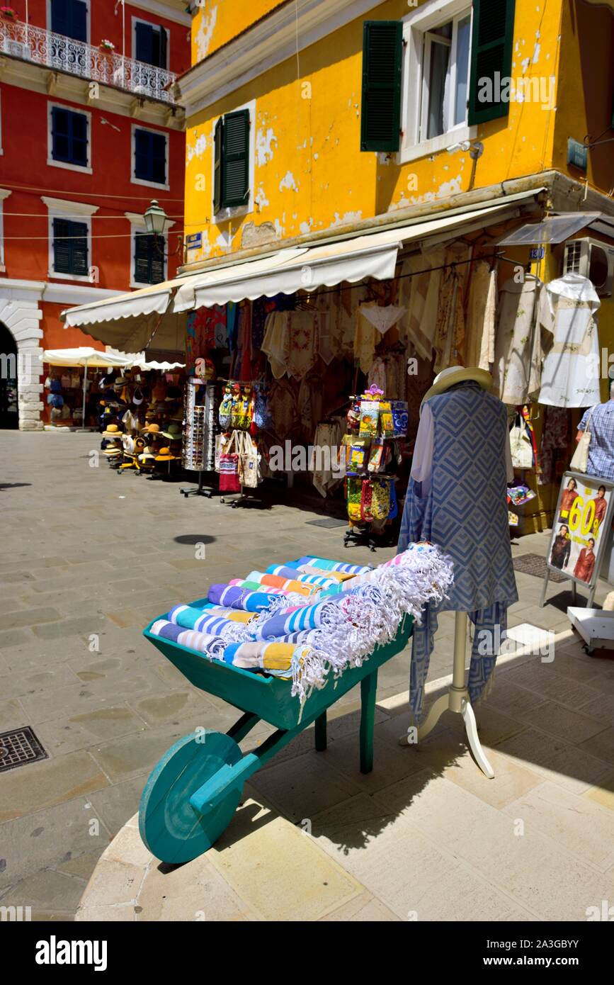 Wheelbarrow full of souvenir Gifts,Corfu Old Town,Kerkyra,Kerkera