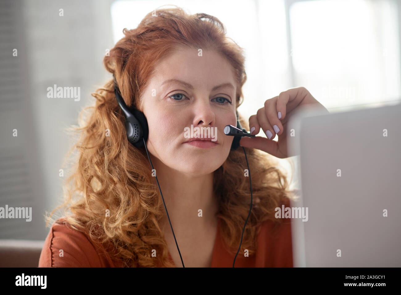 Tired and exhausted woman working from home Stock Photo Alamy