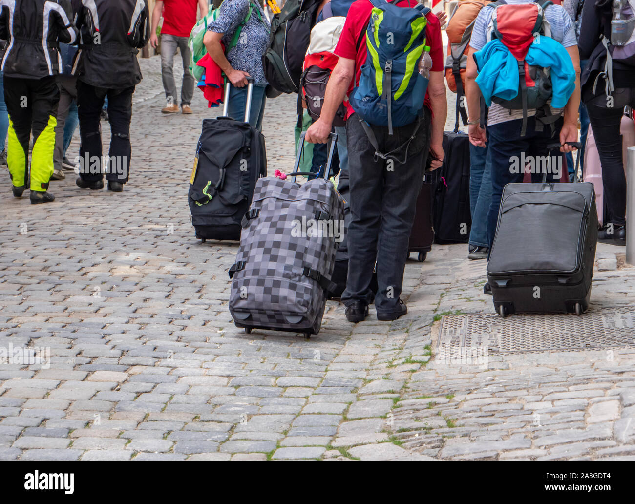 Young tourists backpacks hi-res stock photography and images - Alamy
