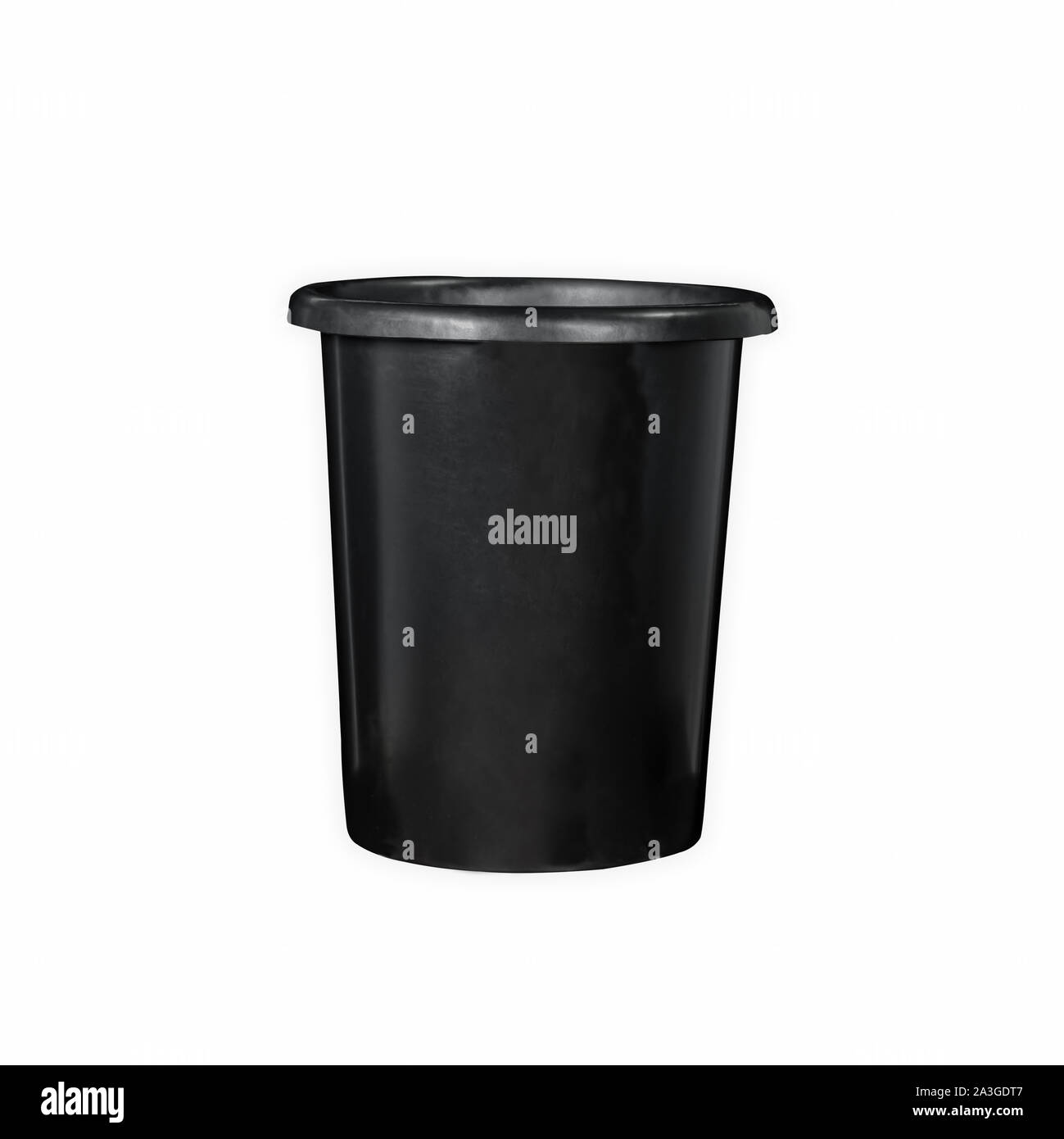 Black Plastic 5 Gallons Waste Bin Garbage disposal in white background Stock Photo